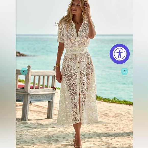 APRIL CREAM LACE MIDI BUTTON-DOWN SHIRT DRESS NWT!!!! Small - Picture 1 of 11